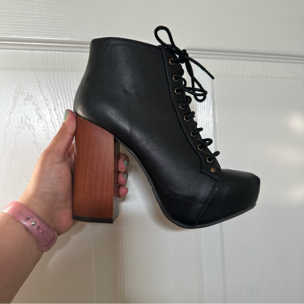 Women’s black bootie heels
